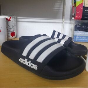 Adidas Size 4 Black and White Slide Sandals